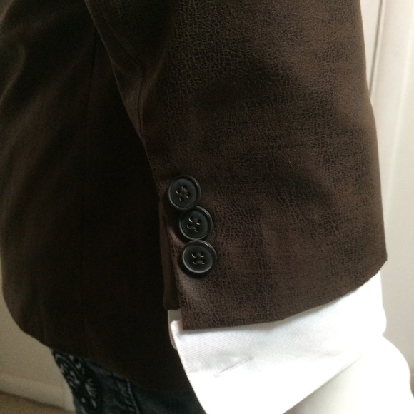 J. Ferrar brown faux leather blazer with sheen 38S - Picture 7 of 7